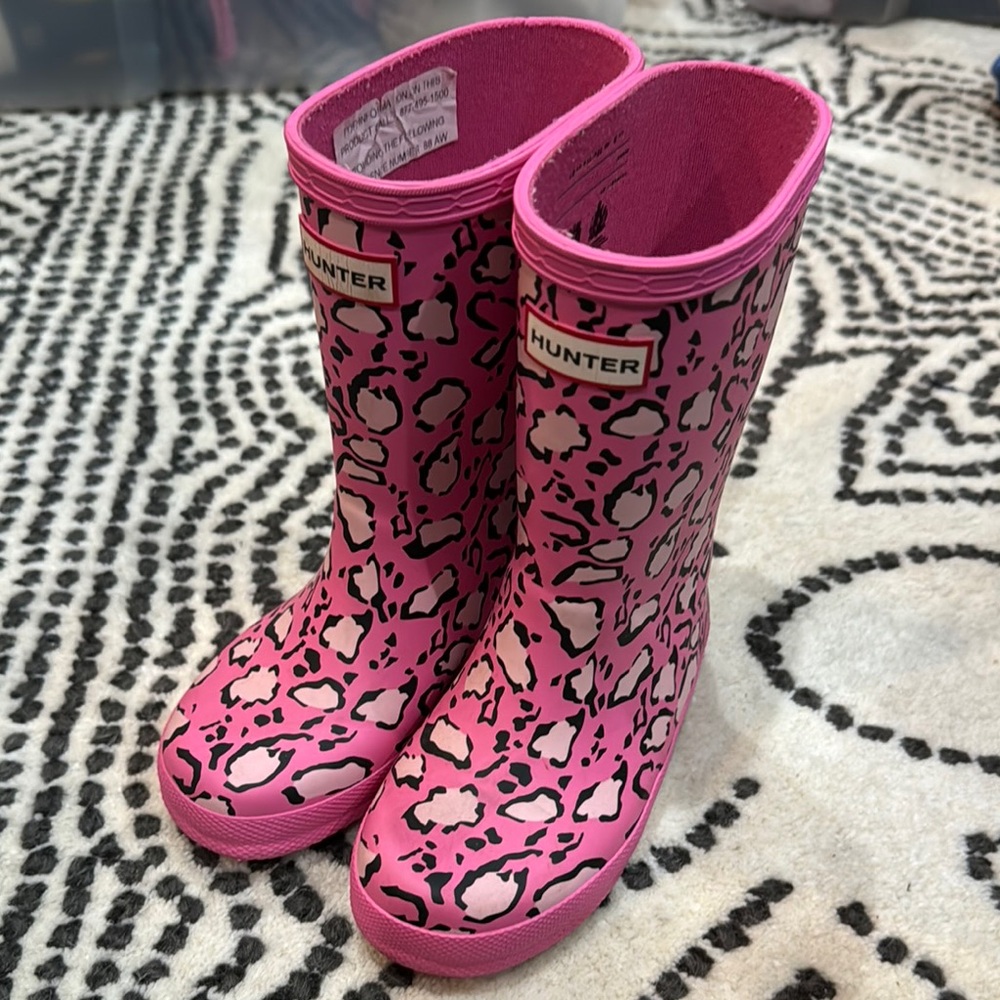 Hunter Kids Pink Leopard Rain Boots